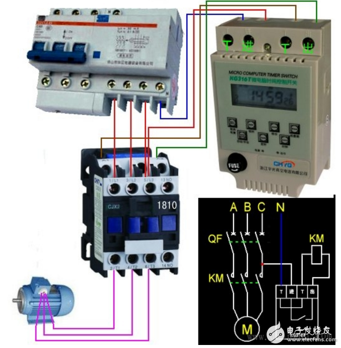 微電腦時控開關(guān)接線圖