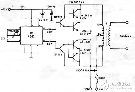 cd4047應(yīng)用電路圖解（信號(hào)控制電路圖、逆變器電路圖）