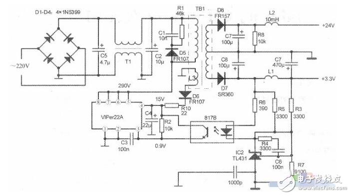 VIPER22A內(nèi)部結(jié)構(gòu)圖及應(yīng)用電路