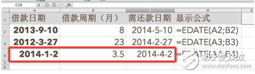 edate函數(shù)的使用方法及實(shí)例