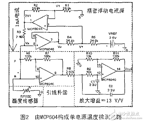 RTD Pt100的一種單電源信號(hào)調(diào)理電路