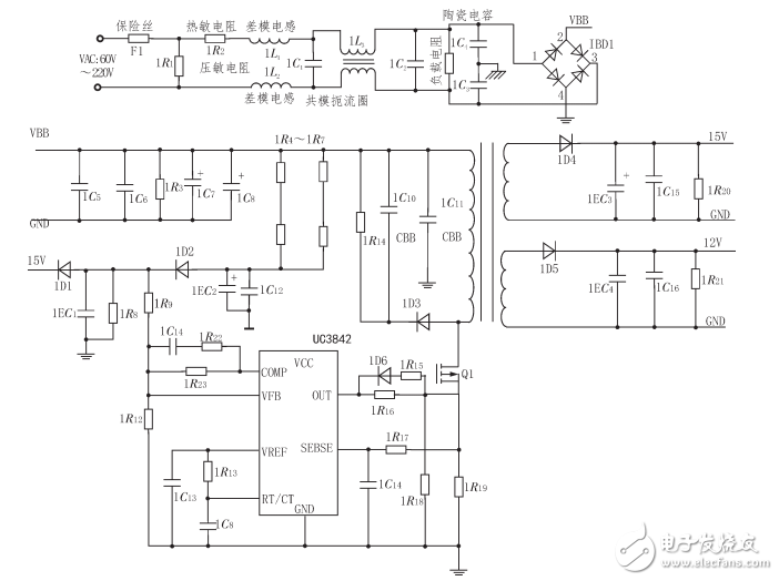 基于UC3842應(yīng)用電路設(shè)計