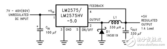 怎么用lm2575t芯片_由12v轉(zhuǎn)化為5v的電路圖