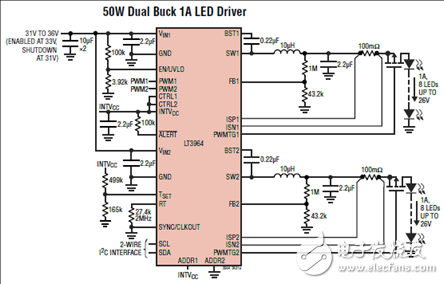 LT3964主要特性 同步降壓LED驅(qū)動器解決方案