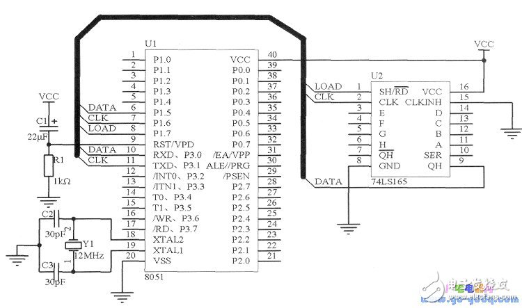 用單片機I/O端口驅(qū)動74LS165 實現(xiàn)并行數(shù)據(jù)輸入