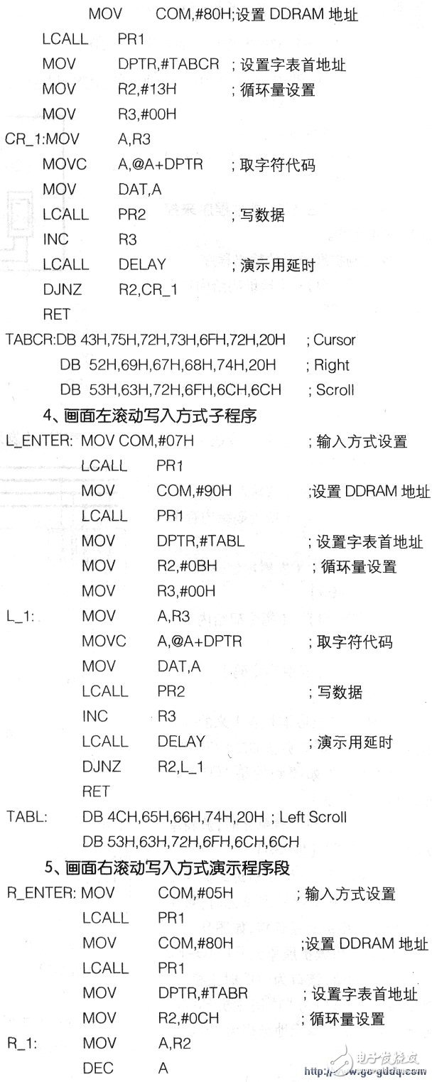 點陣液晶顯示模塊字符通用子程序