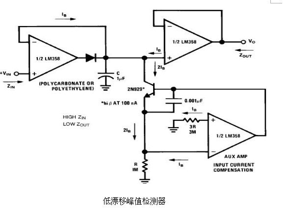 6種簡單電路圖之LM358應(yīng)用電路圖（直流耦合低通RC有源濾波器 低漂移峰值檢測器）